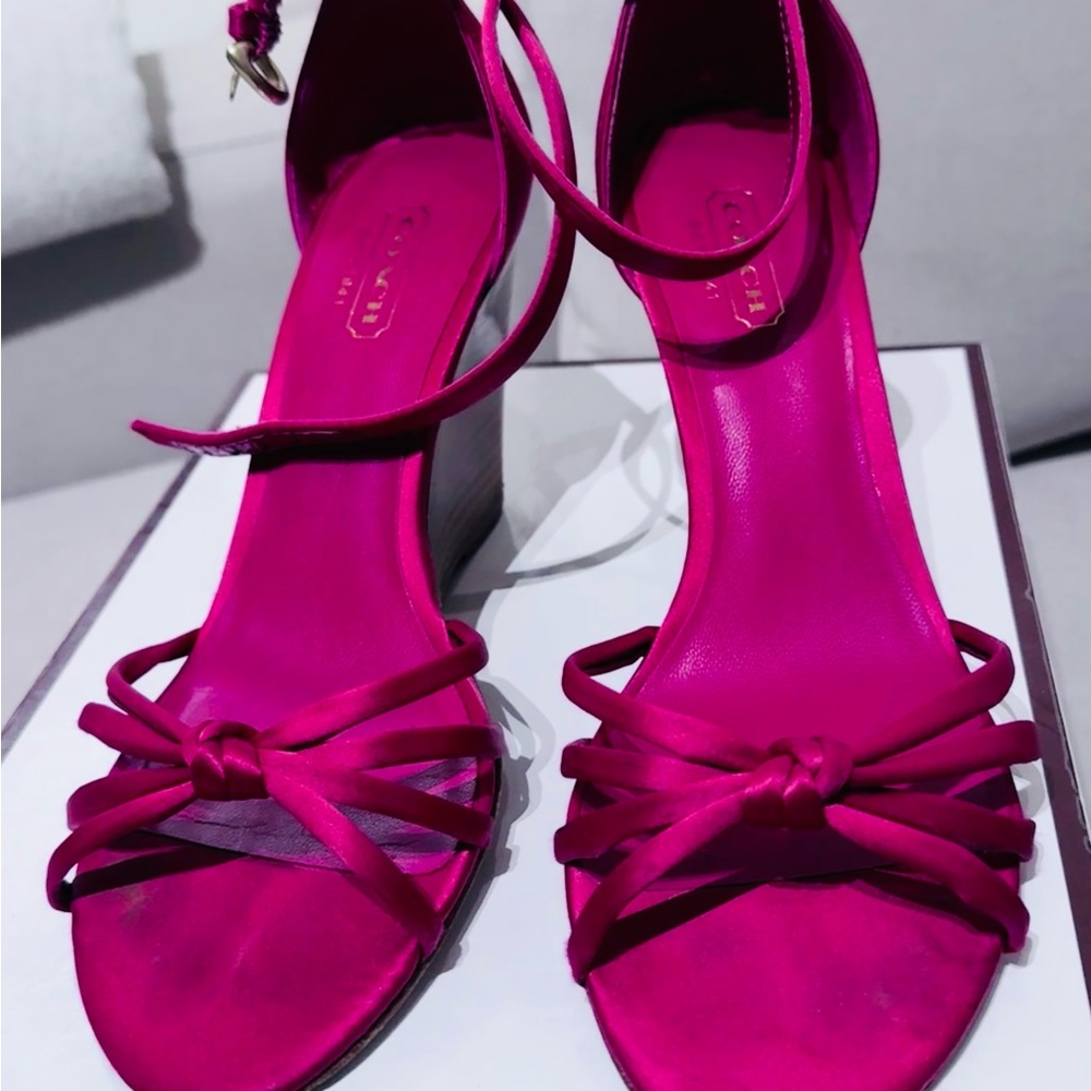 Coach Fuchsia Wedge Sandals - Picture 4 of 5
